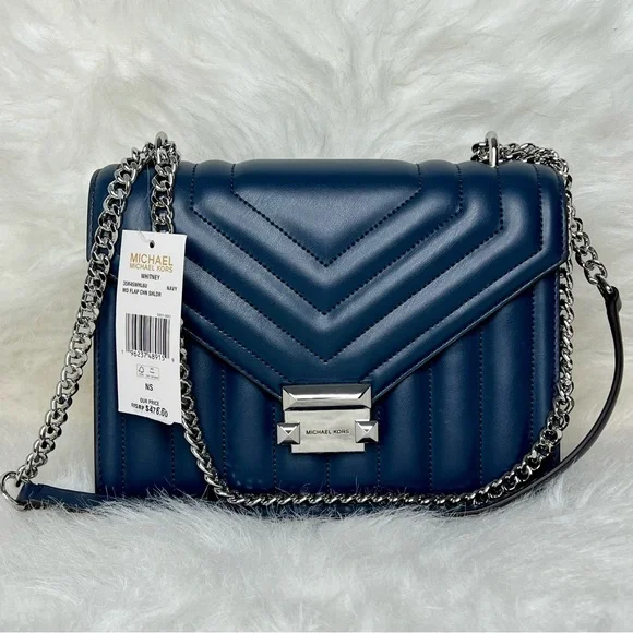 Michael Kors Whitney Medium Quilted Shoulder Bag Crossbody in Navy - Picture 2 of 10